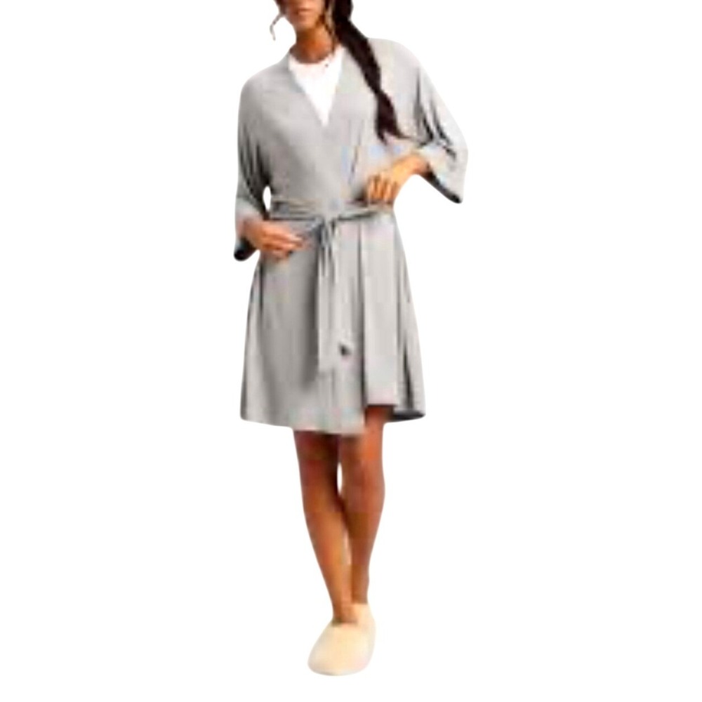 Cozy Earth Robe Womens Bamboo Stretch-Knit Oversized Kimono Grey Size M NEW